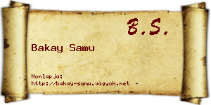 Bakay Samu névjegykártya